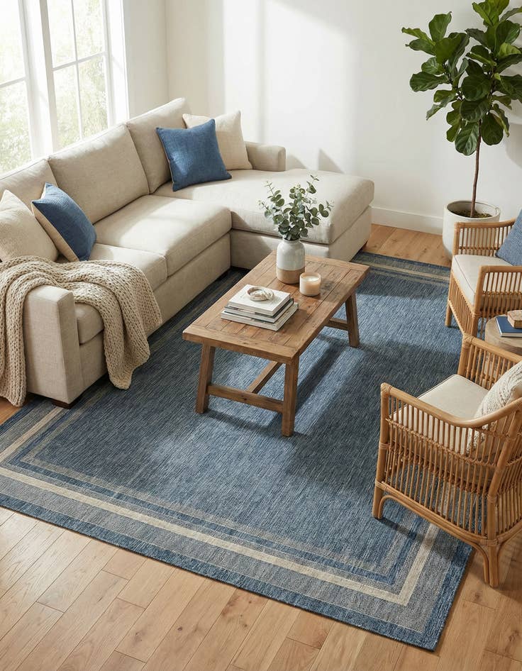 Detail image of  10' x 14'  Washable Border Indoor / Outdoor Rug