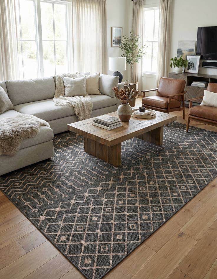 Detail image of 10' x 14'  Washable Trellis Indoor / Outdoor Rug