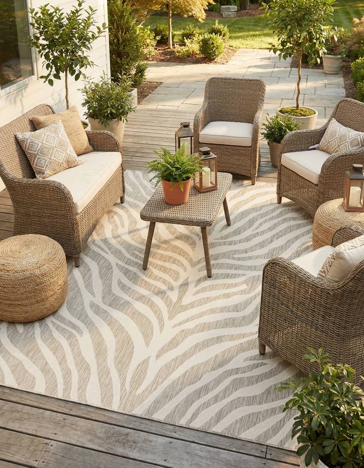 Detail image of 7' 10 x 11'  Washable Safari Indoor / Outdoor Rug