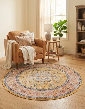 Yellow Lola Round Rug