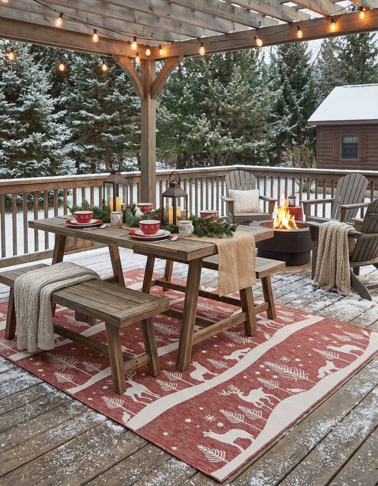 Detail image of 7' 10 x 10'  Washable Holiday Indoor / Outdoor Rug