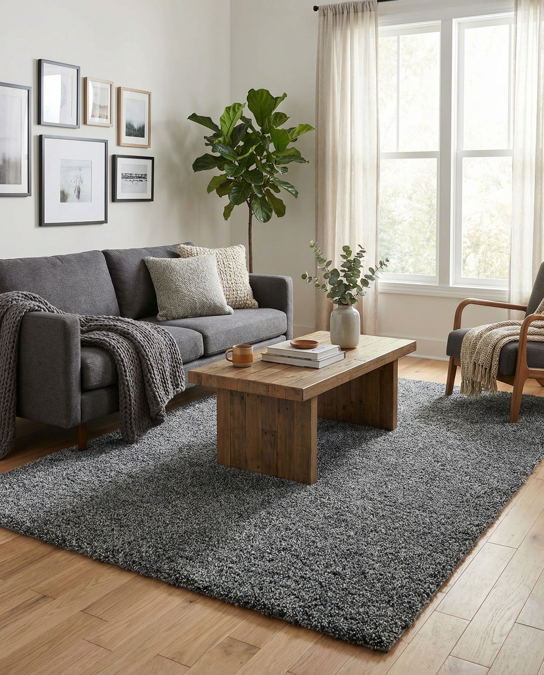  6' x 9' Soft Solid Shag Rug