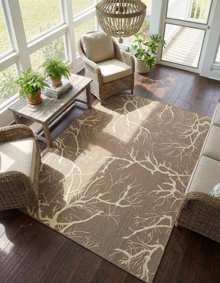 Detail image of 9' x 12' 2  Washable Botanical Indoor / Outdoor Rug