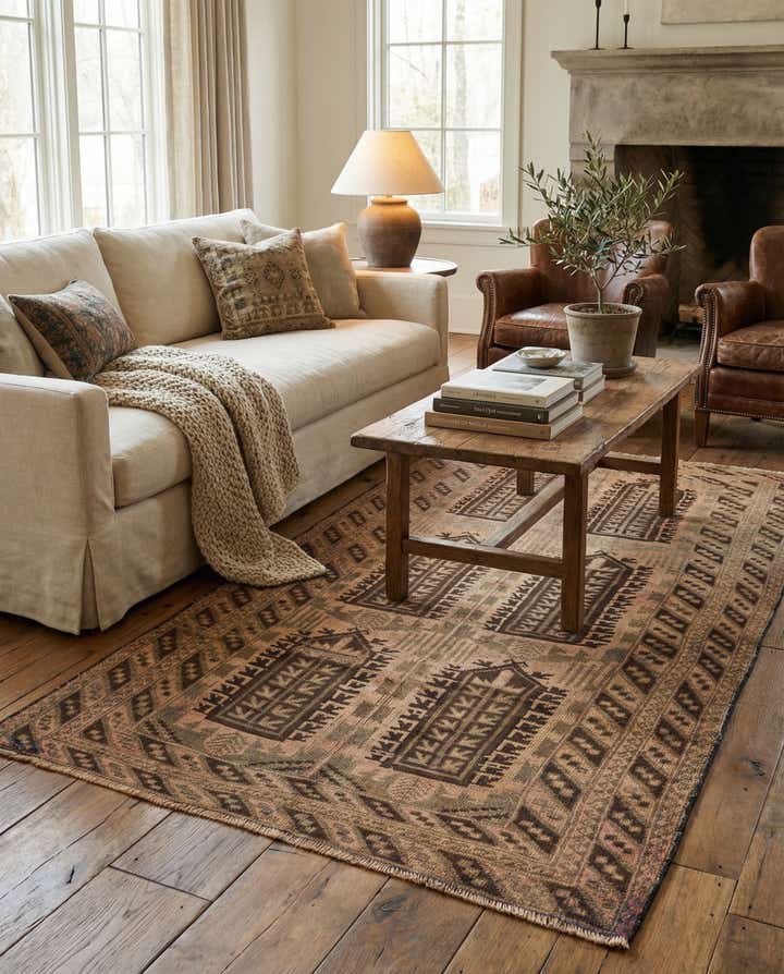 3' 7 x 6' 7 Hand Knotted Ultra Vintage Persian Wool Rug
