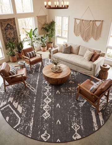 13' x 13' Easy-Clean Bohemian Indoor / Outdoor Round Rug