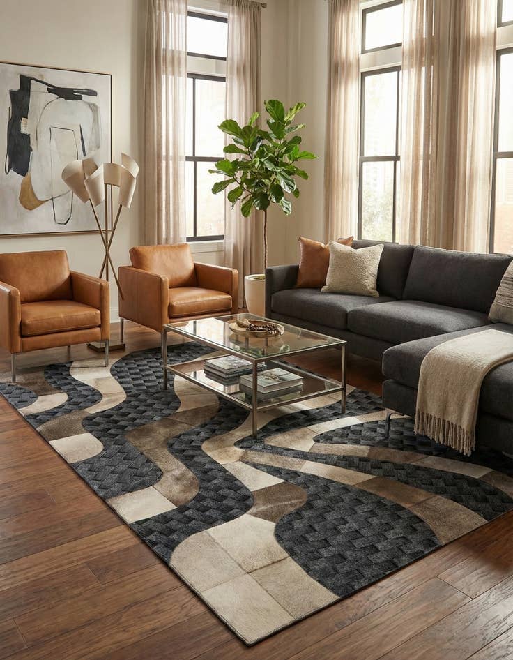 Detail image of 4' 11 x 8' 1 Cowhide - Patchwork Rug