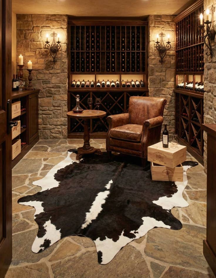 Detail image of 5' 11 x 6' 4 Cowhide Leather Square Rug