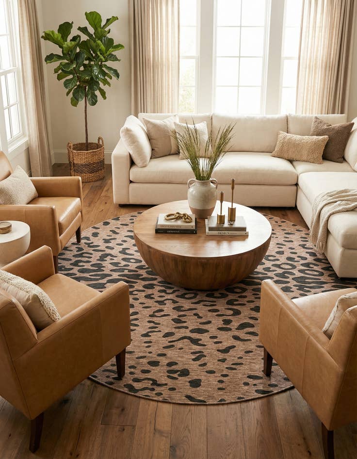 Detail image of  13' x 13'  Washable Safari Indoor / Outdoor Round Rug