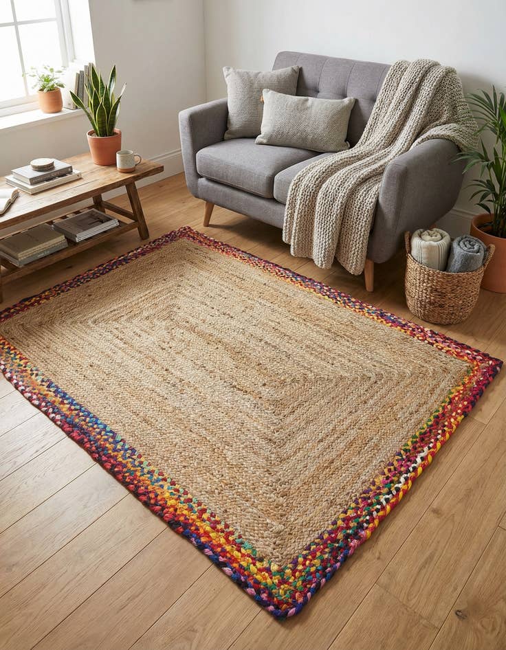 Detail image of  4' 1 x 6' 1  Hand Braided Jute Rug