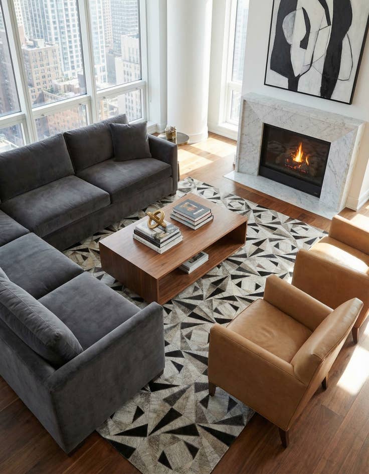 Detail image of  4' 11 x 7' 10 Cowhide - Patchwork Rug