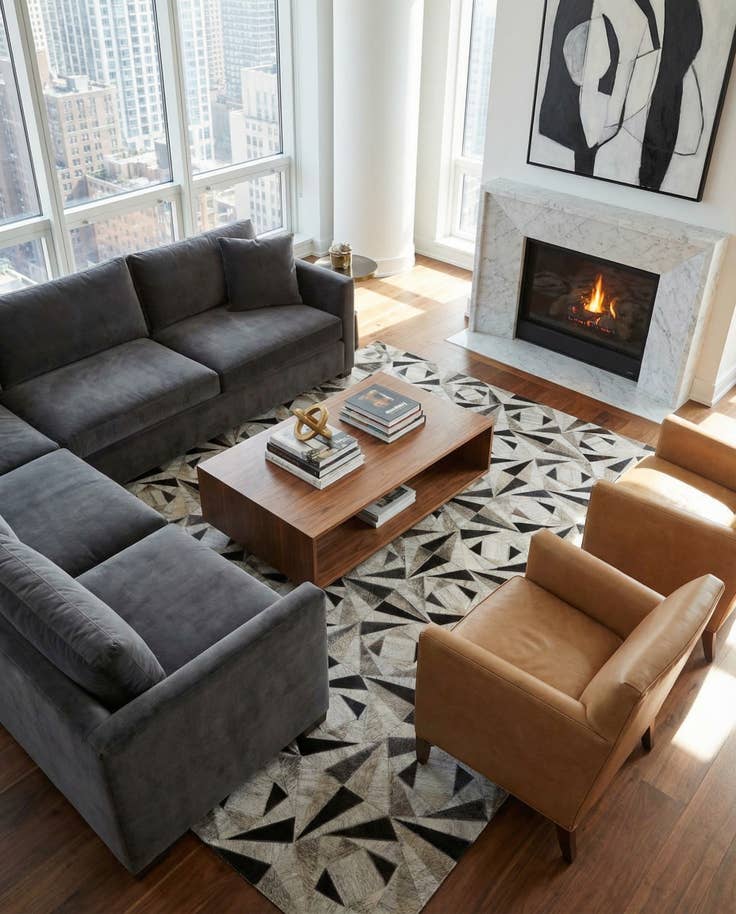 Detail image of 4' 11 x 7' 10 Cowhide - Patchwork Rug