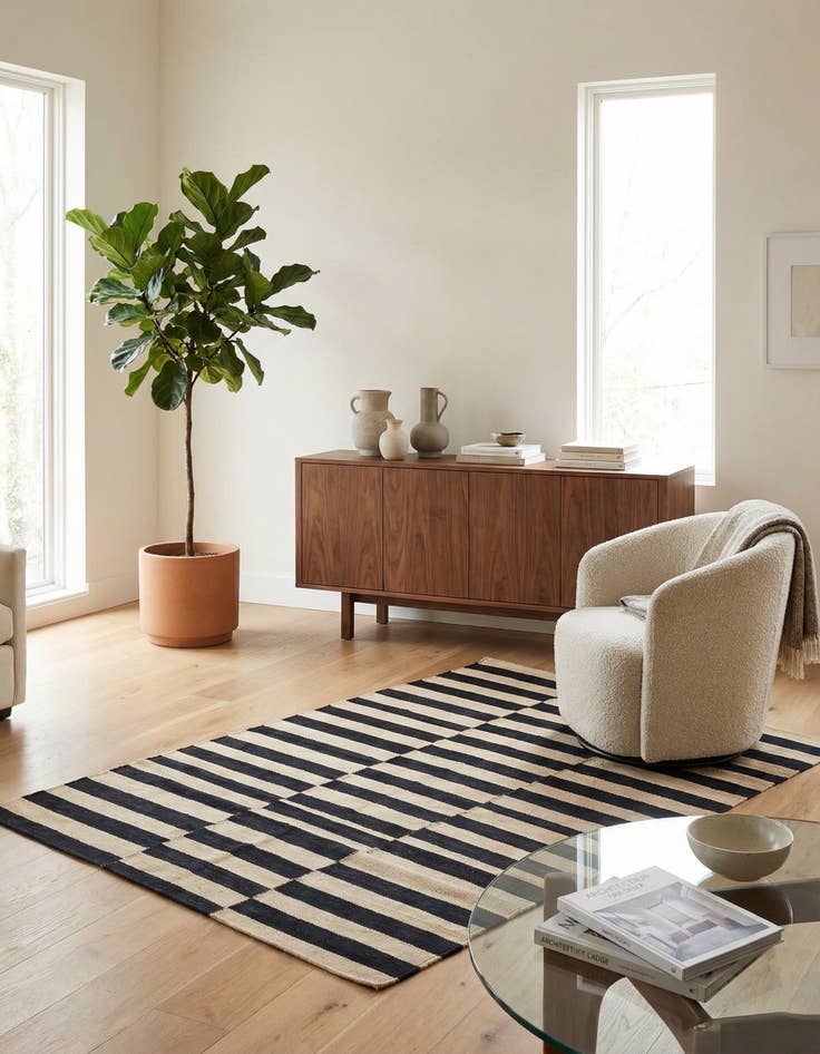 Detail image of 4' 1 x 5' 10  Hand Woven Kilim Modern Wool Rug