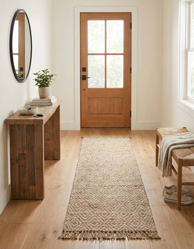 Detail image of  2' 2 x 8'  Hand Woven Braided Jute Runner Rug