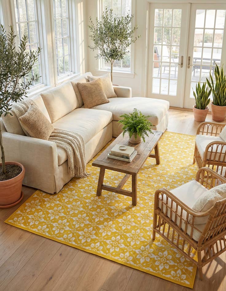 Detail image of  7' 10 x 10'  Washable Lattice Indoor / Outdoor Rug