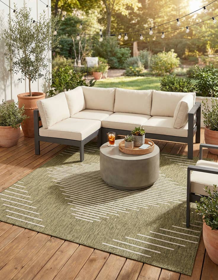 Detail image of 7' x 7' Easy-Clean Modern Indoor / Outdoor Square Rug
