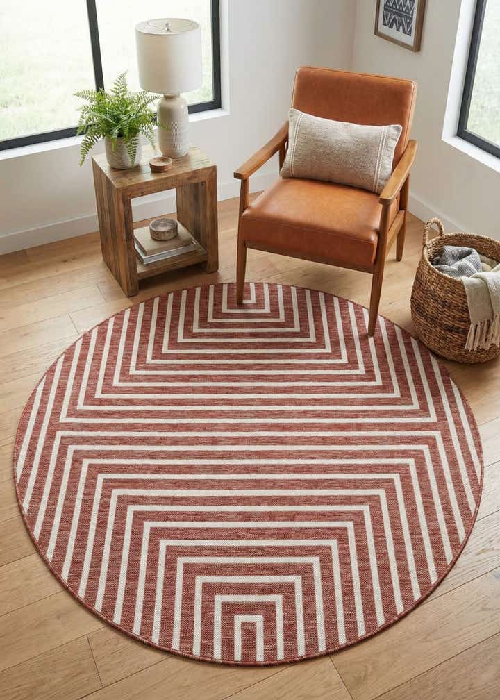 6' x 6' Easy-Clean Modern Indoor / Outdoor Round Rug