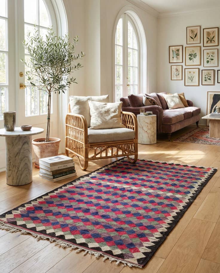 Detail image of 4' 6 x 8' Hand Woven Kilim Fars Wool Rug