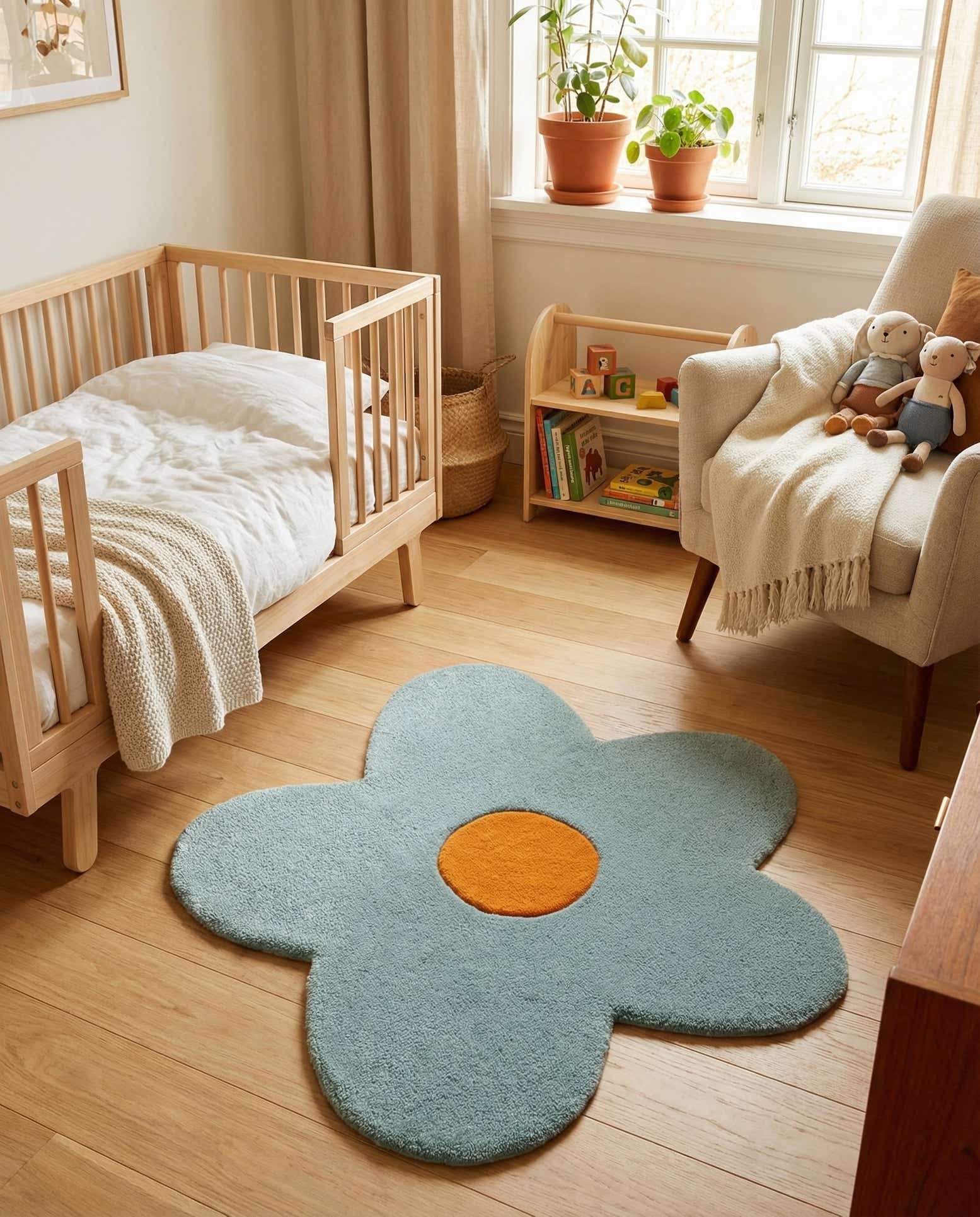 2' 2 x 2' 2 Happy Rugs Funky Flower Wool Round