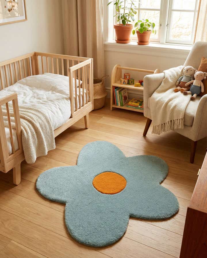 2' 2 x 2' 2 Happy Rugs Funky Flower Wool Round