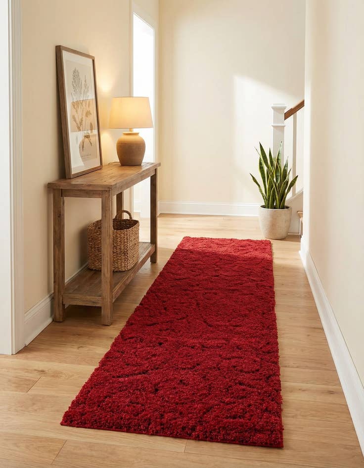 Detail image of  2' 7 x 10' Botanical Shag Runner Rug