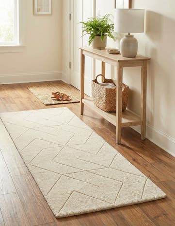 Pearl Ivory WoolCraft Geometric Runner Rug