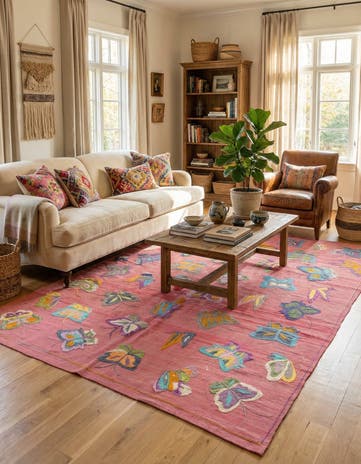 5' 6 x 7' 7 Hand Woven Kilim Suzani Wool Rug