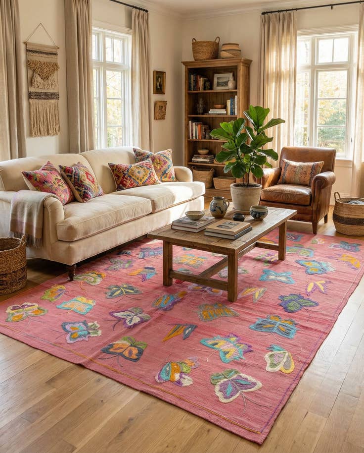 Detail image of 5' 6 x 7' 7 Hand Woven Kilim Suzani Wool Rug