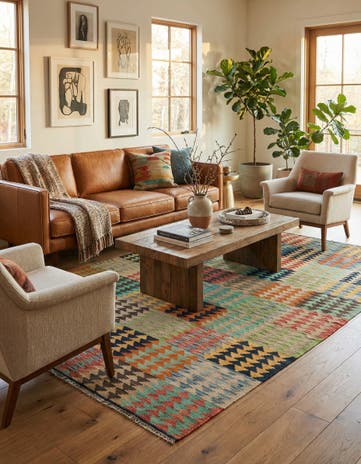 6' 5 x 9' 9 Hand Woven Kilim Modern Wool Rug