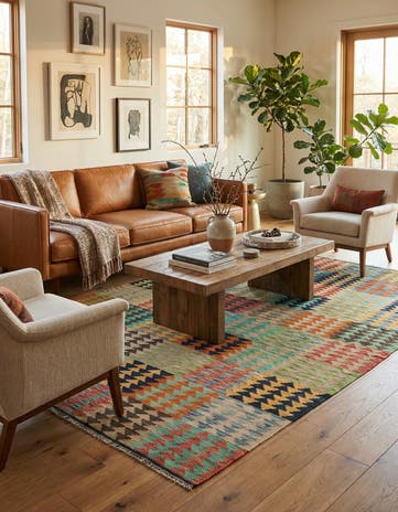 6' 5 x 9' 9 Hand Woven Kilim Modern Wool Rug