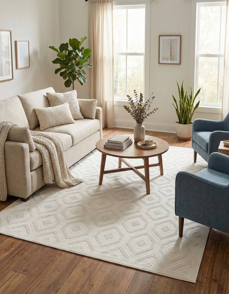 Detail image of 6' x 9'  Washable Trellis Textured Indoor / Outdoor Rug