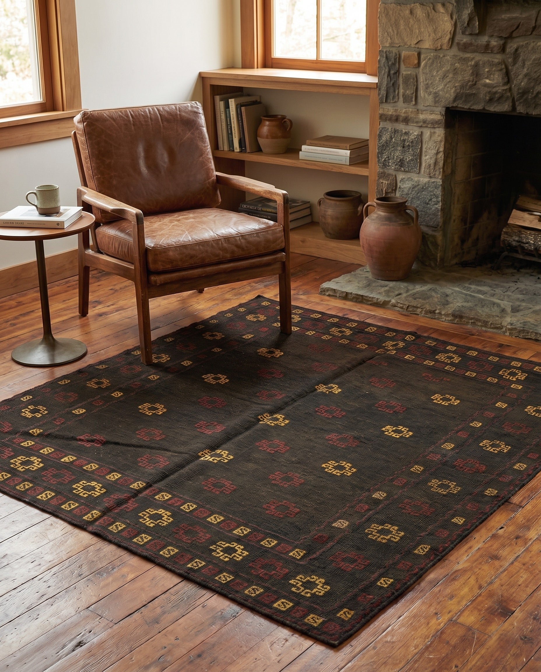 4' x 4' 3 Hand Knotted Sumak Wool Square Rug