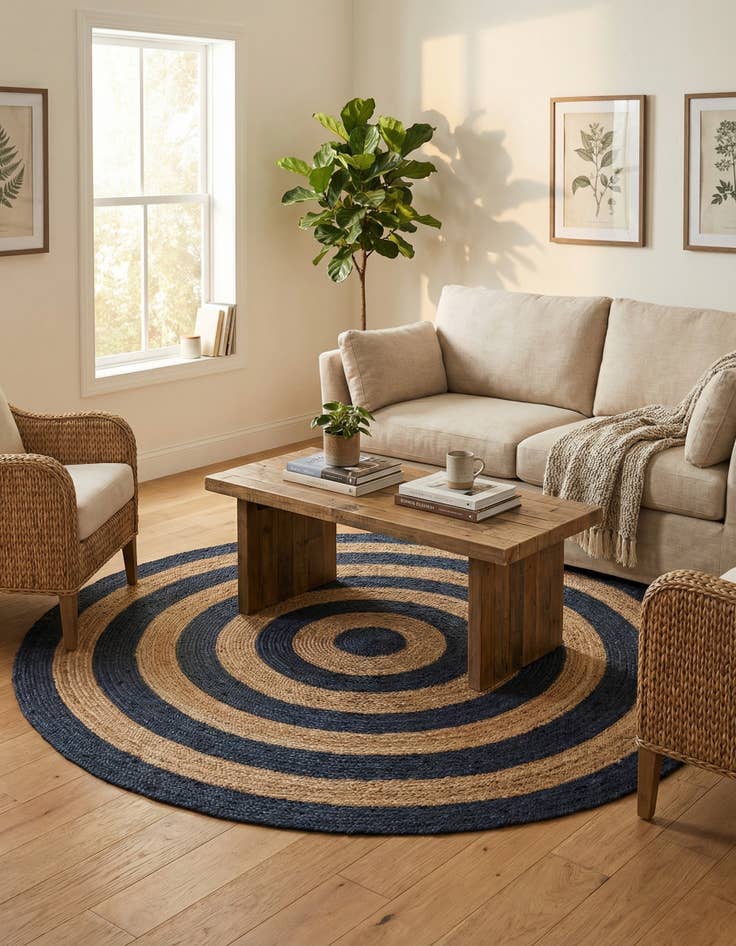 Detail image of 7' 1 x 7' 1  Hand Braided Jute Round Rug