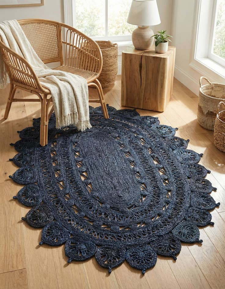 Detail image of 4' 1 x 6' 1  Hand Braided Jute Oval Rug