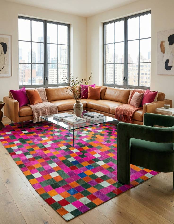 Detail image of  7' 10 x 9' 8 Cowhide - Patchwork Rug