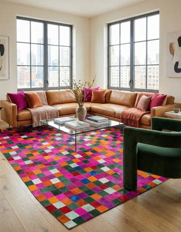 7' 10 x 9' 8 Cowhide - Patchwork Rug