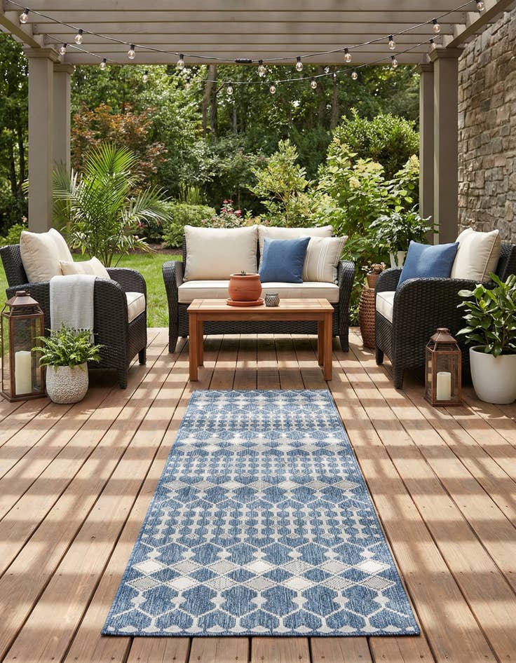 Detail image of 2' 7 x 10' Easy-Clean Trellis Indoor / Outdoor Runner Rug