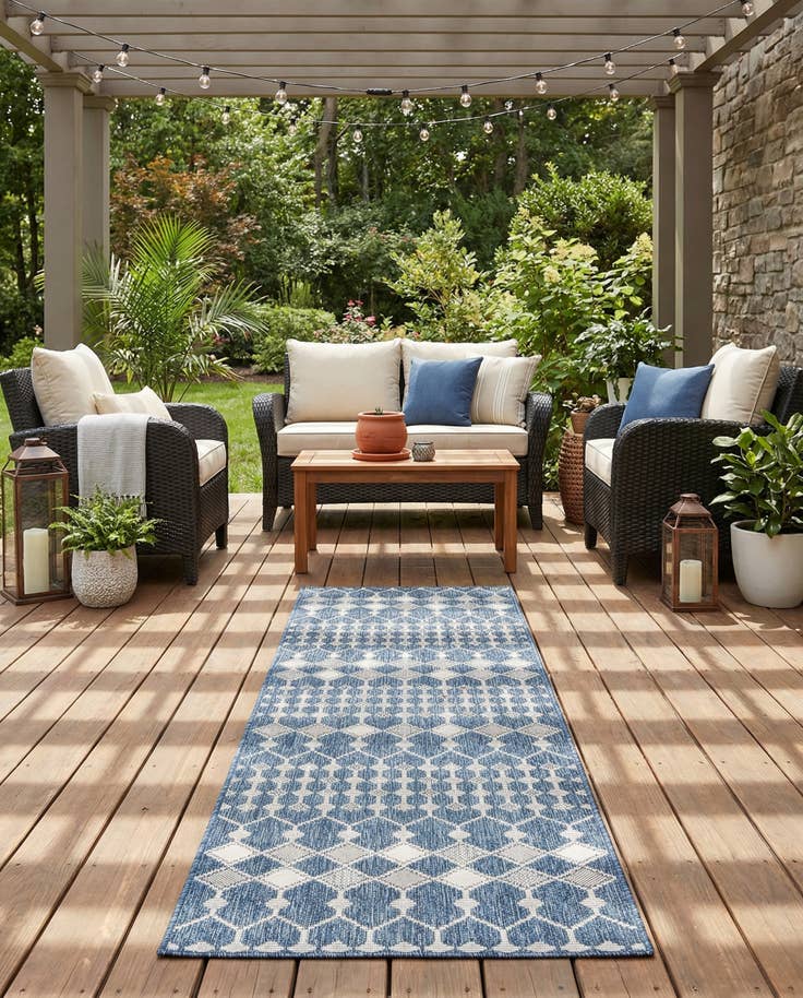 Detail image of 2' 7 x 10' Easy-Clean Trellis Indoor / Outdoor Runner Rug