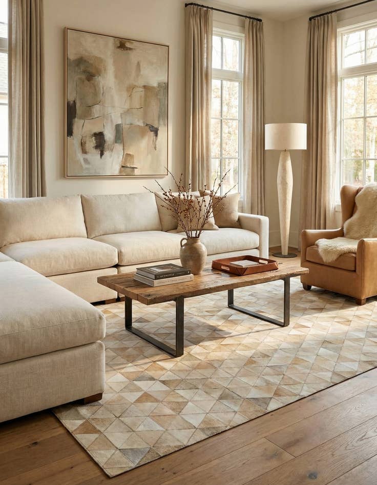 Detail image of  5' 2 x 8' 2 Cowhide - Patchwork Rug