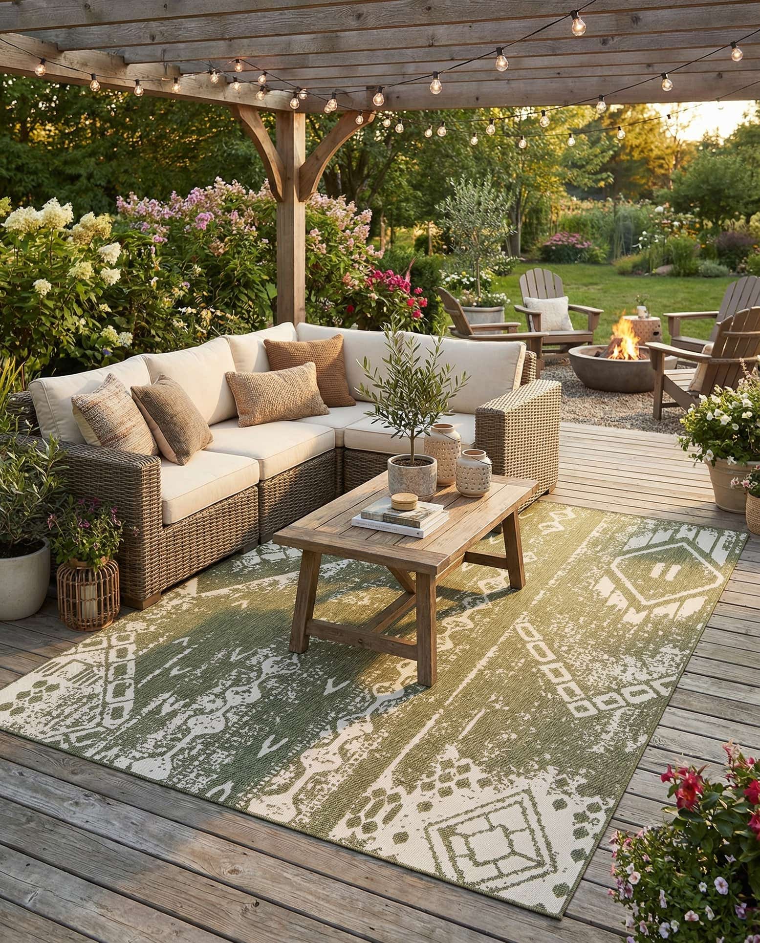 9' x 12' Easy-Clean Bohemian Indoor / Outdoor Rug