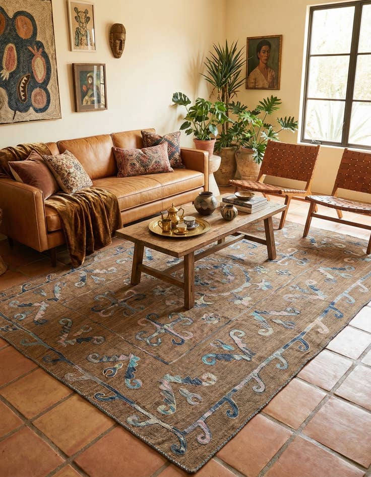 Detail image of 5' 6 x 7' 4  Hand Woven Kilim Suzani Wool Rug