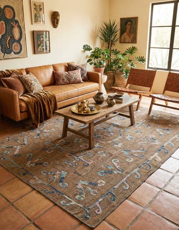 5' 6 x 7' 4 Hand Woven Kilim Suzani Wool Rug