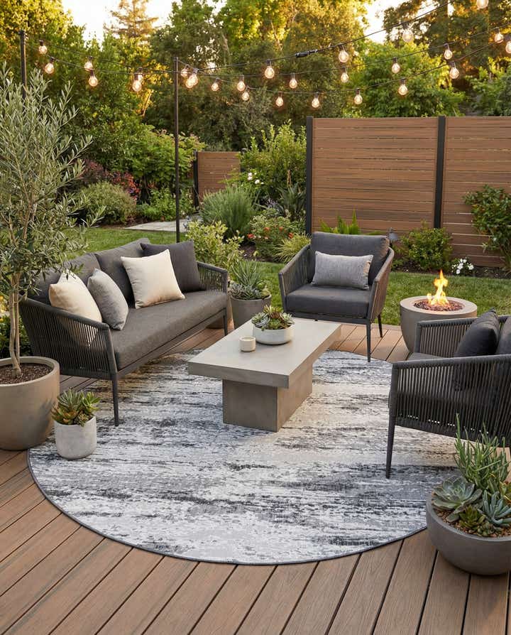 10' x 10' Easy-Clean Modern Indoor / Outdoor Round Rug