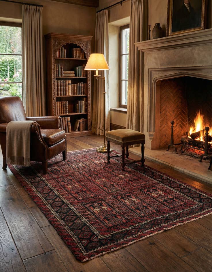 Detail image of 3' 9 x 5' 7  Hand Knotted Balouch Wool Rug