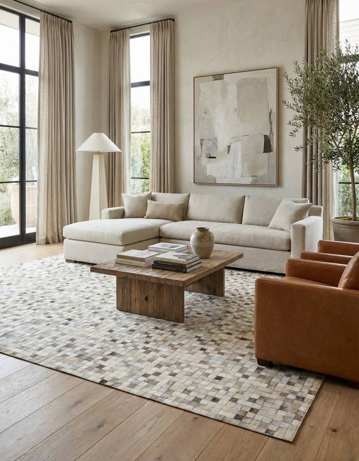 Detail image of  8' 1 x 9' 11 Cowhide - Patchwork Rug