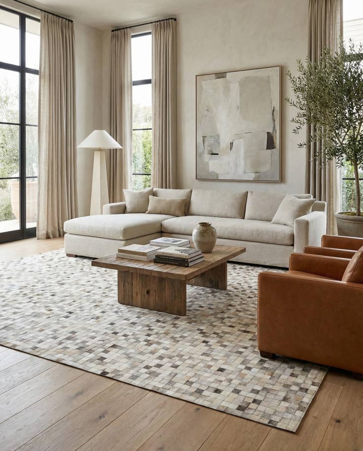 Detail image of 8' 1 x 9' 11 Cowhide - Patchwork Rug