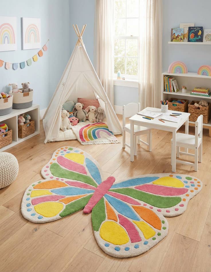 Detail image of  3' 6 x 5' 3 Happy Rugs Butterfly Wool