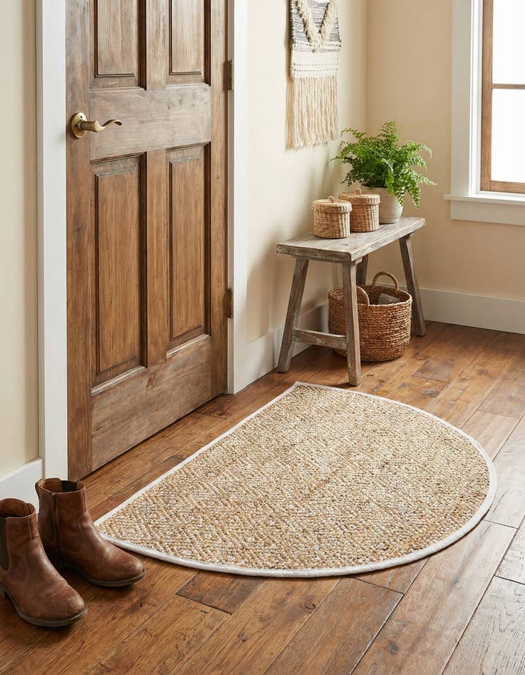 Detail image of 3' x 6'  Hand Woven Braided Jute Hearth Rug