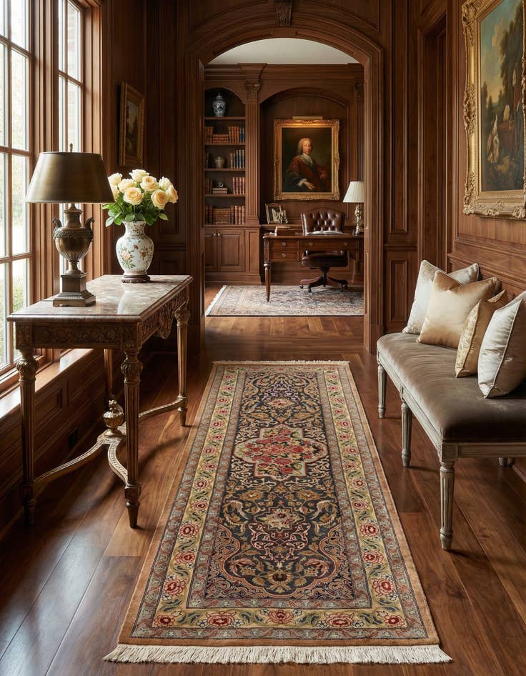 Detail image of 1' 8 x 4' 11 Ghom Runner Rug