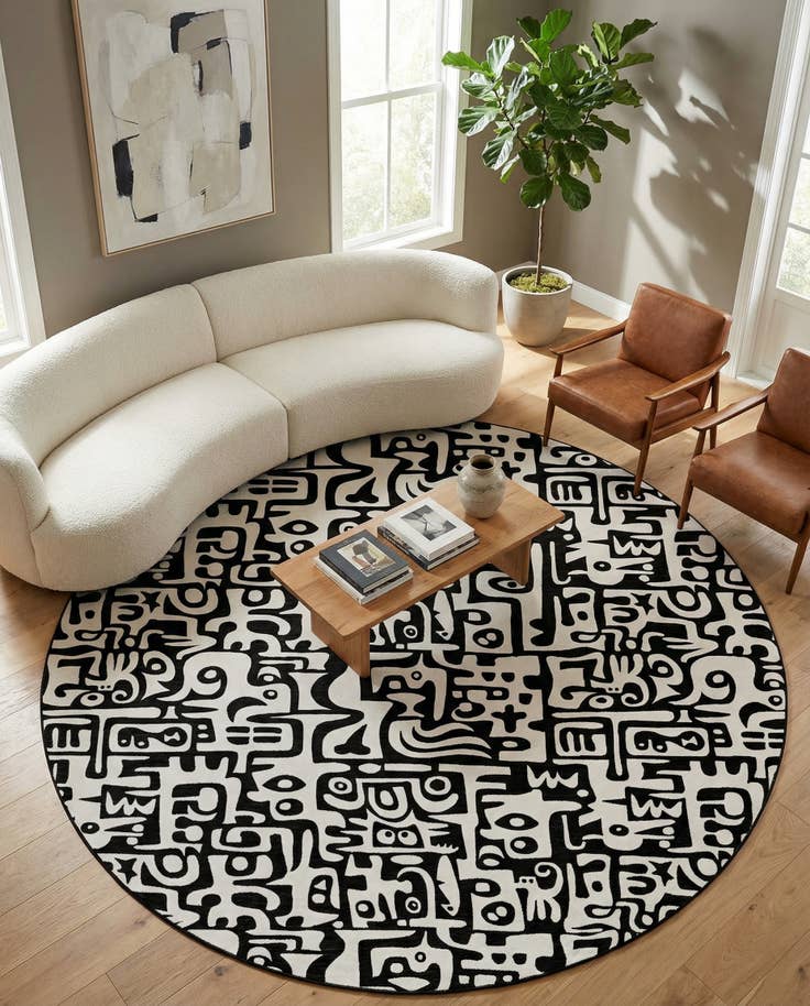 Detail image of 13' x 13' Easy-Clean Modern Indoor / Outdoor Round Rug
