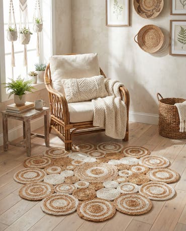  3' 3 x 3' 3  Hand Braided Jute Round Rug